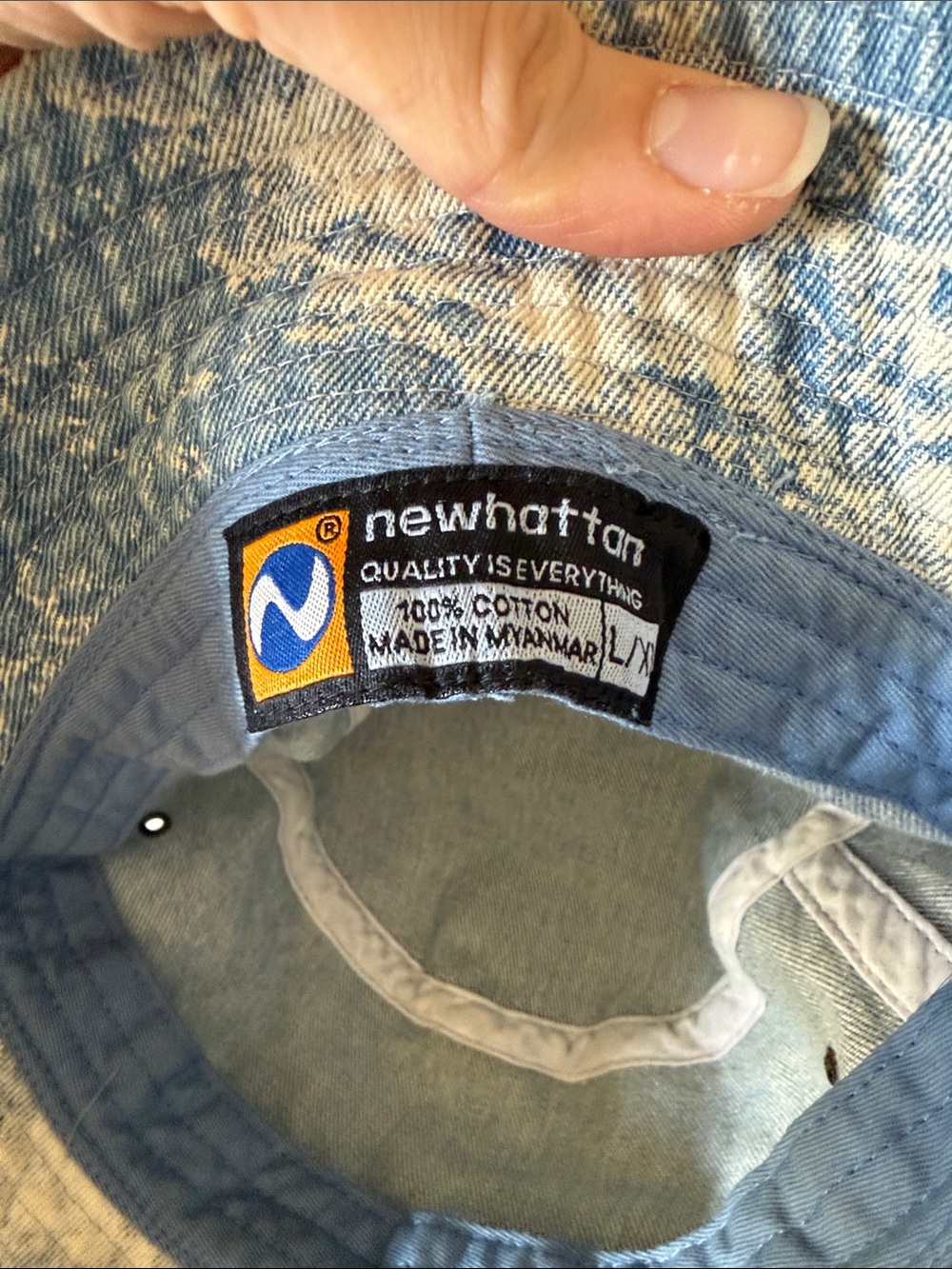100% Cotton Blue Tie-Dye Denim Bucket Hat - Newhattan - Picture 2 of 2